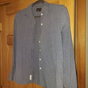 Abercrombie & Fitch Womens Navy and White Plaid Button-Up Shirt Size M